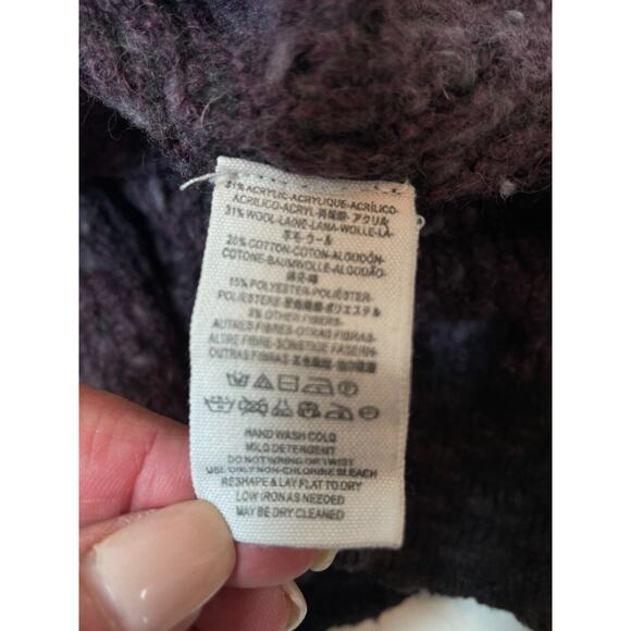 Free People Sweater Womens S Purple Gray Wool Blend Honeycomb Textured Knit - Picture 10 of 11